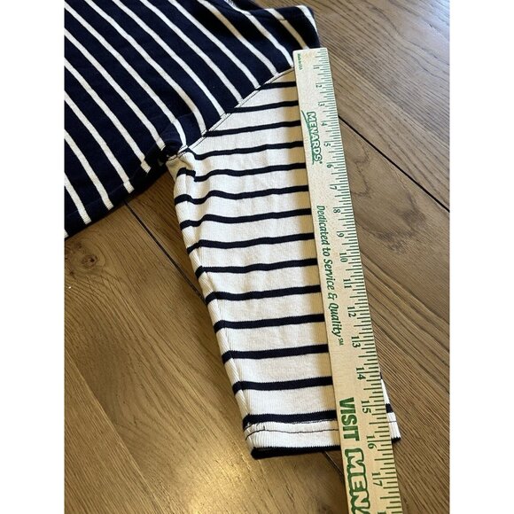 LL BEAN 3/4 SLEEVE BLUE CREAM STRIPE COTTON BOAT NECK SWEATER SIZE MEDIUM PETITE - Picture 7 of 13